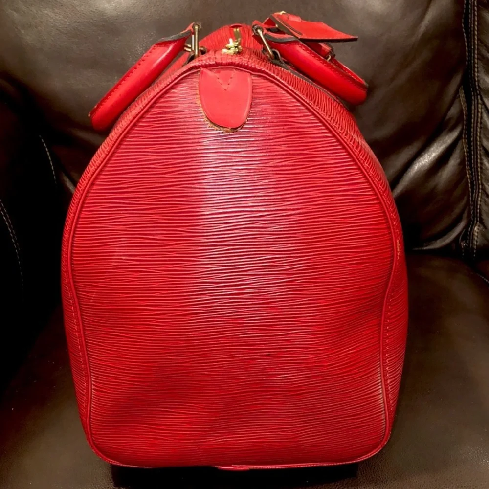 LOUIS VUITTON Red Epi Leather Keepall 50 Boston Travel Duffle Bag LV 50
